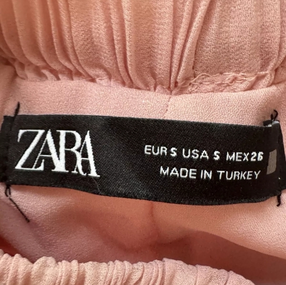 Zara Pink Pleated Wide Leg Palazzo Trousers Pants Size S - Picture 4 of 4